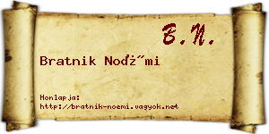 Bratnik Noémi névjegykártya